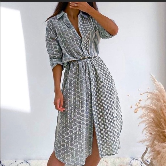 Zara Tops - Zara open knit embroidery patchwork dress tunic duster